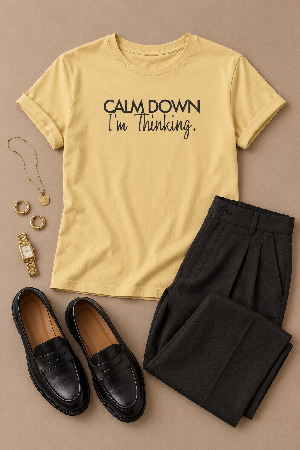 Funny Thinking Shirt, Calm Down I'm Thinking, Unisex Cotton Graphic Tee