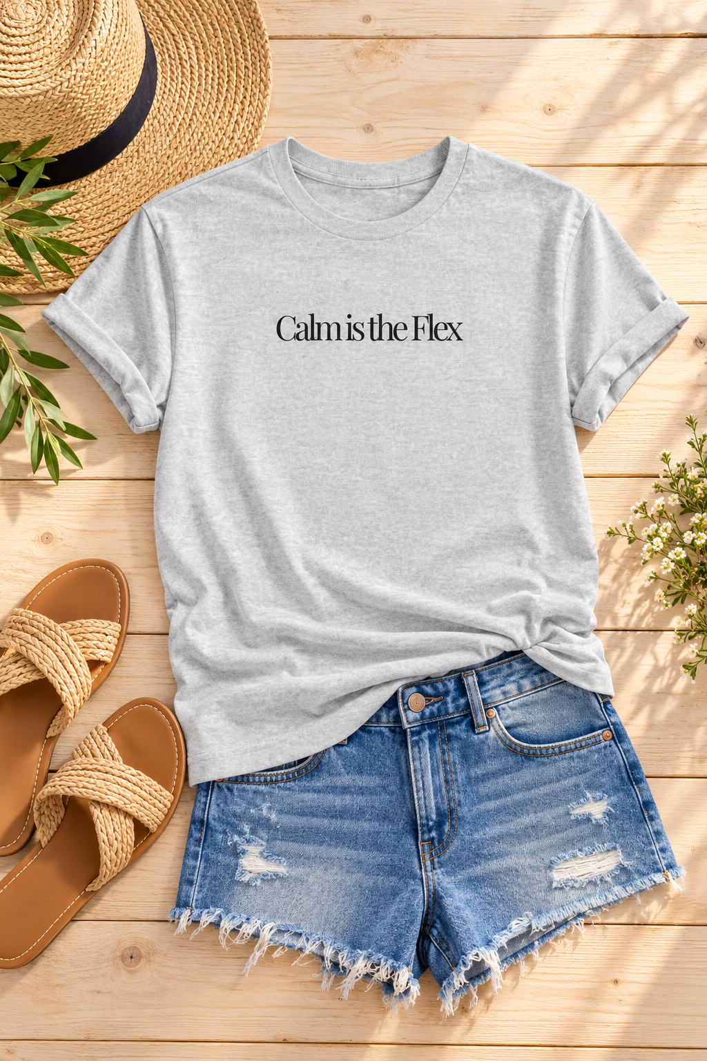 Calm Quote Shirt, Calm Is the Flex, Minimalist Unisex Cotton Tee