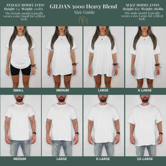 Gildan 5000 video size chart for women and men from sizes small to x-large.